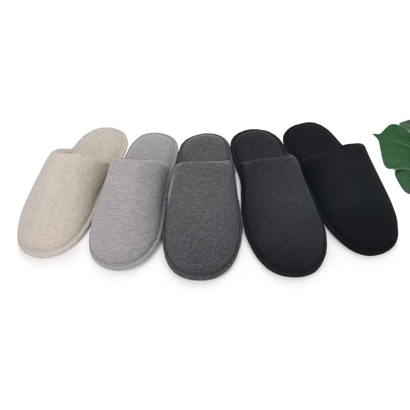 ofoot Mens Indoor Memory Foam Cotton Scuff Slippers Slip On Summer House Shoes Flats Breathable Lightweight Washable Non Skid Rubber Soles(Black,US 9-10) - Image 5